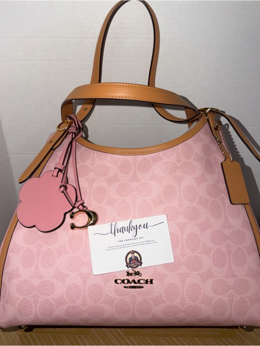NWT 2026 Coach Powder Pink Erin Shoulder Bag w/Charms CEL13 SAMEDAY SHIP